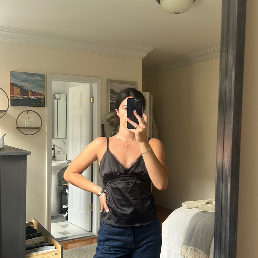 Black silky tank top
